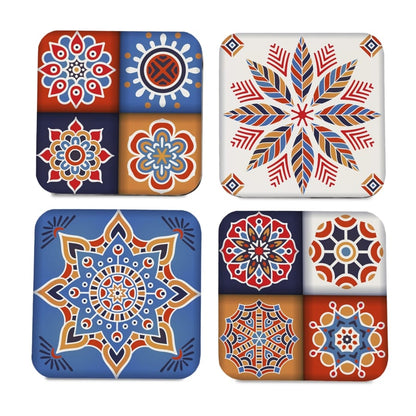 Floral Tiles 4 piece Coaster Set 3.75" x 3.75"