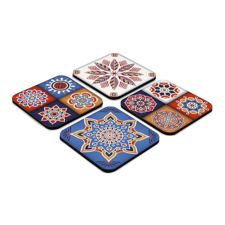 Floral Tiles 4 piece Coaster Set 3.75" x 3.75"