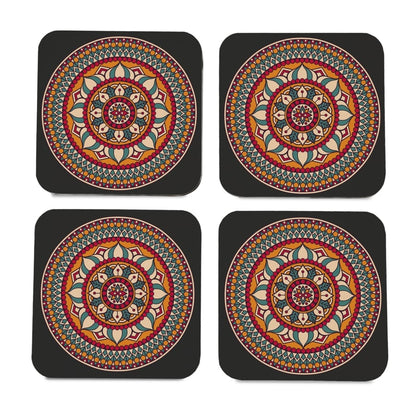 Red Mandala  4 piece Coaster Set 3.75" x 3.75"