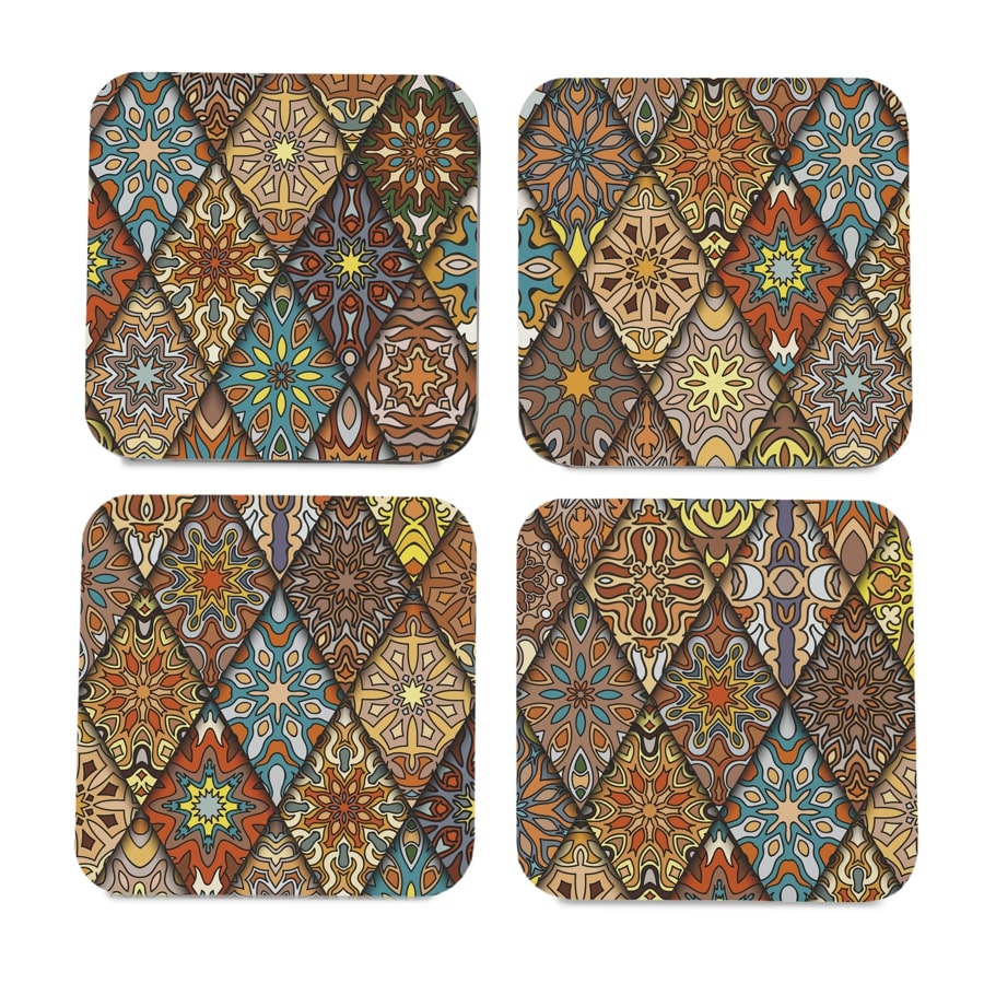 Diamond 4 piece Coaster Set 3.75" x 3.75"