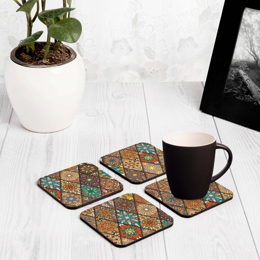Diamond 4 piece Coaster Set 3.75" x 3.75"