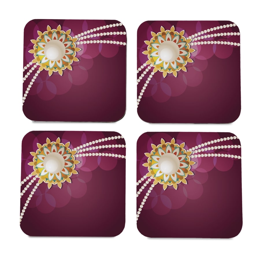 Rakhi Pearls Rose  4 piece Coaster Set 3.75" x 3.75"