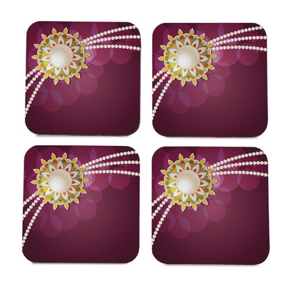 Rakhi Pearls Rose  4 piece Coaster Set 3.75" x 3.75"