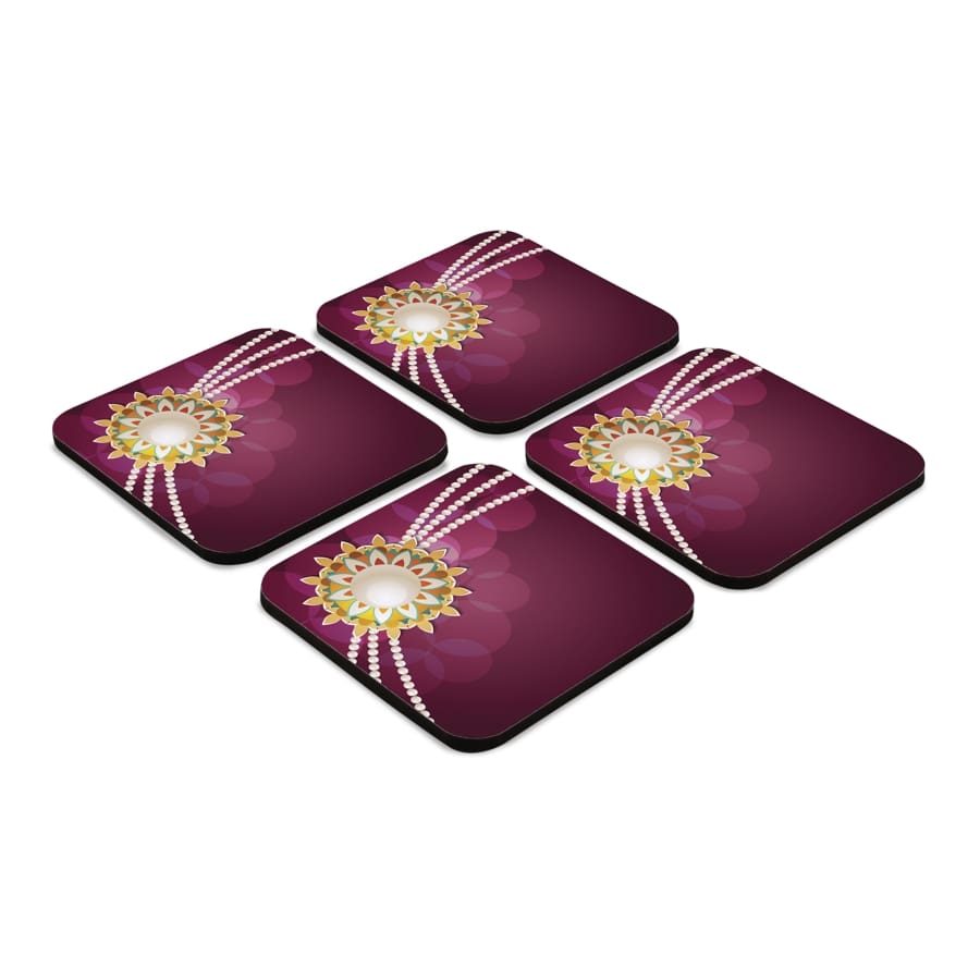 Rakhi Pearls Rose 4 piece Coaster Set 3.75" x 3.75"