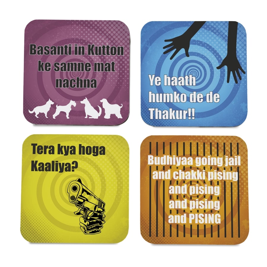Bollywood Sholay 4 piece Coaster Set 3.75" x 3.75"
