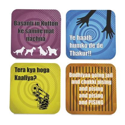 Bollywood Sholay 4 piece Coaster Set 3.75" x 3.75"