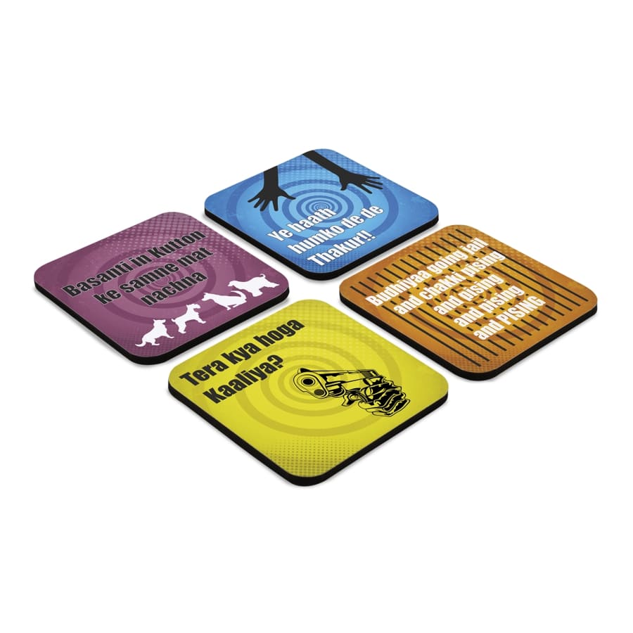 Bollywood Sholay 4 piece Coaster Set 3.75" x 3.75"