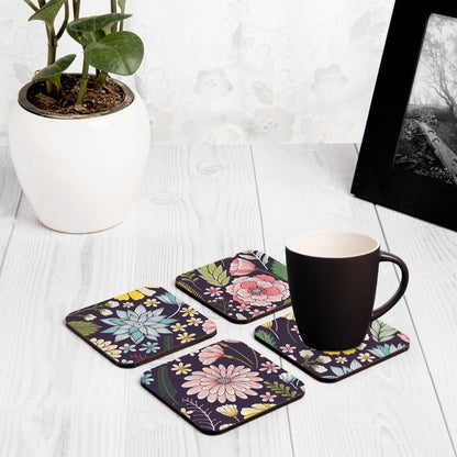 Floral Daisy 4 piece Coaster Set 3.75" x 3.75"