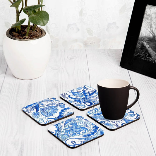 Blue Orient 4 piece Coaster Set 3.75" x 3.75"