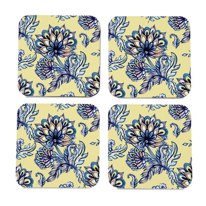 Batik Blue 4 piece Coaster Set 3.75" x 3.75"