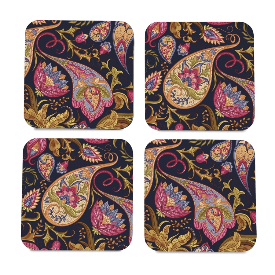 Sameera Navy 4 piece Coaster Set 3.75" x 3.75"