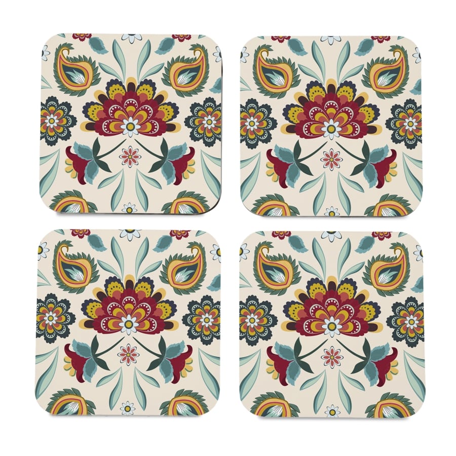 Aradhana 4 piece Coaster Set 3.75" x 3.75"