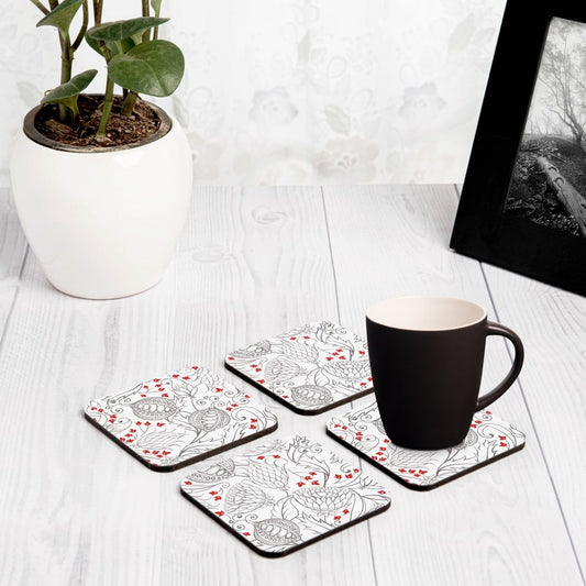 Pomegranate  4 piece Coaster Set 3.75" x 3.75"