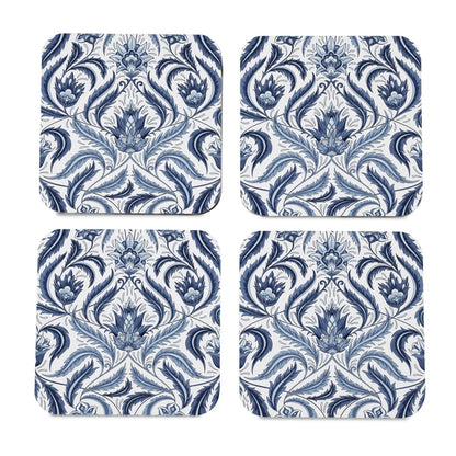 Liena Blue 4 piece Coaster Set 3.75" x 3.75"
