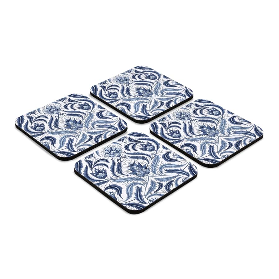 Liena Blue 4 piece Coaster Set 3.75" x 3.75"