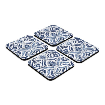 Liena Blue 4 piece Coaster Set 3.75" x 3.75"