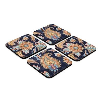 Oriental Paisley Navy 4 piece Coaster Set 3.75" x 3.75"