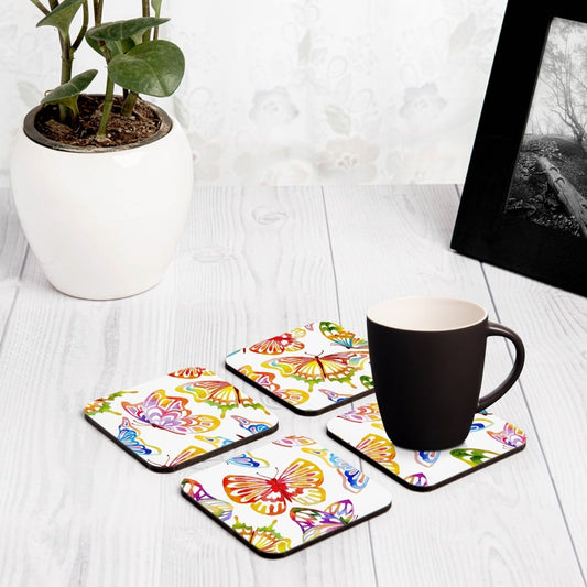 Watercolour Butterflies 4 piece Coaster Set 3.75" x 3.75"
