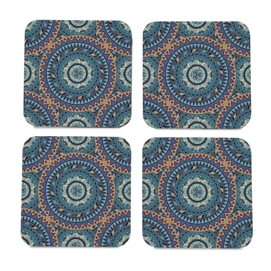 Blue Mandala  4 piece Coaster Set 3.75" x 3.75"