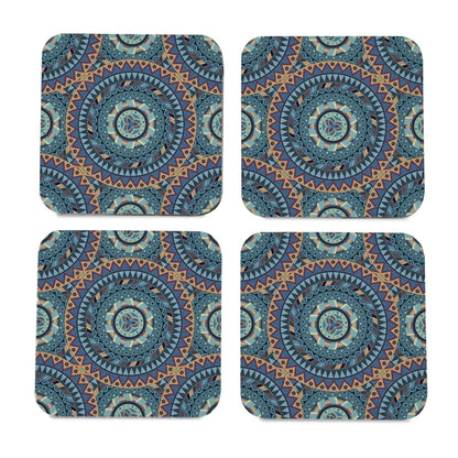 Blue Mandala  4 piece Coaster Set 3.75" x 3.75"
