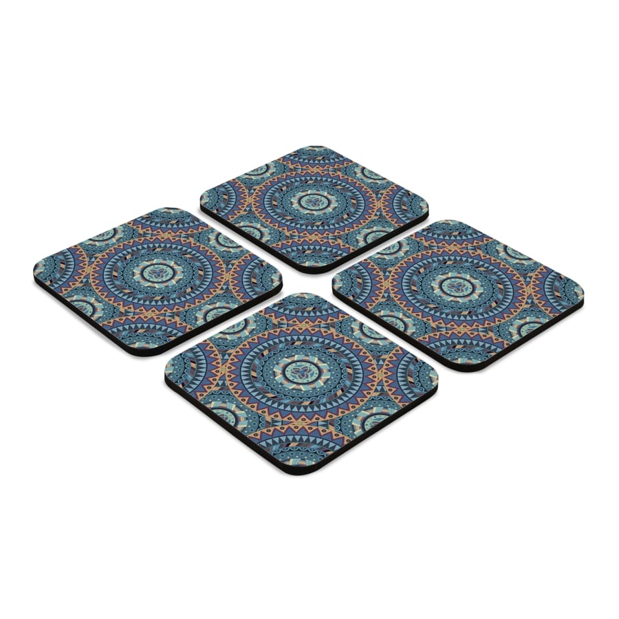 Blue Mandala 4 piece Coaster Set 3.75" x 3.75"