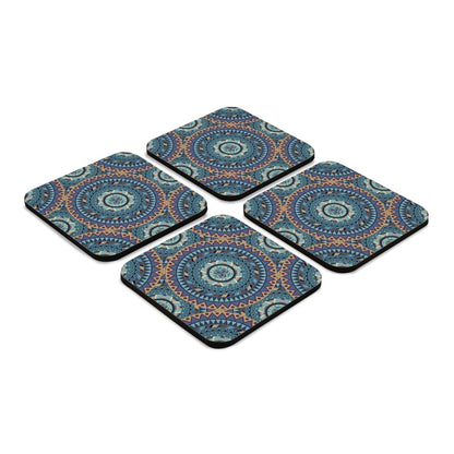 Blue Mandala 4 piece Coaster Set 3.75" x 3.75"