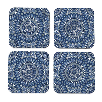 Blue Mandala 2  4 piece Coaster Set 3.75" x 3.75"