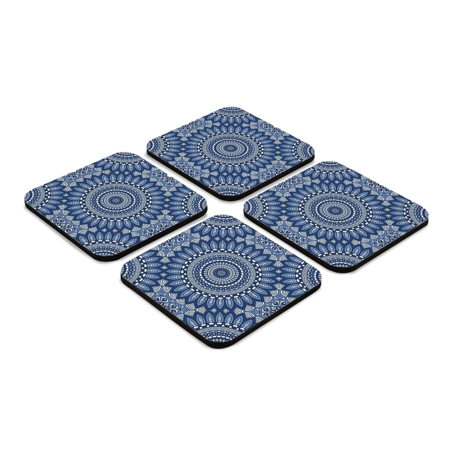 Blue Mandala 2  4 piece Coaster Set 3.75" x 3.75"