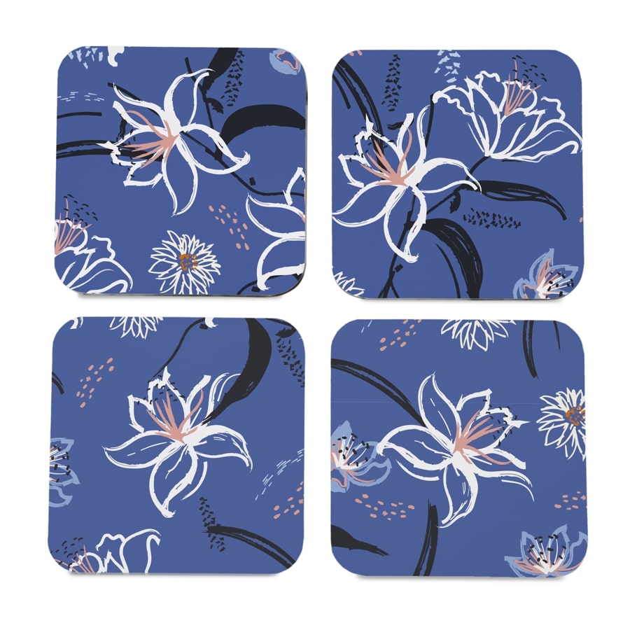 Lily Bloom 4 piece Coaster Set 3.75" x 3.75"