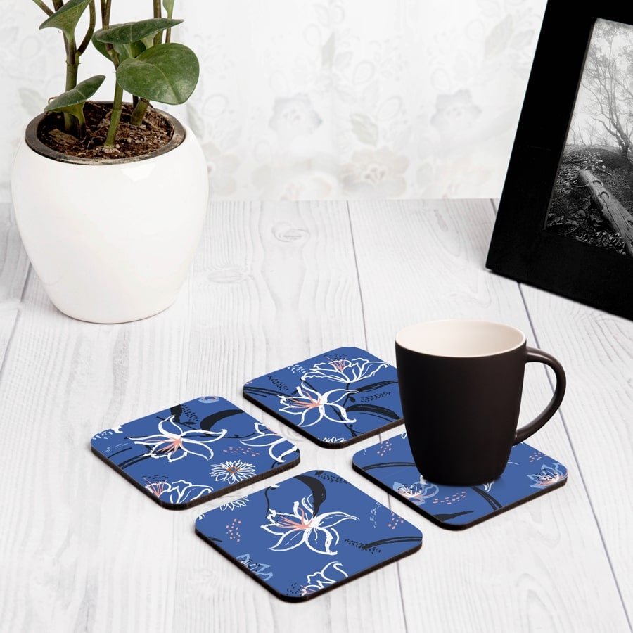 Lily Bloom 4 piece Coaster Set 3.75" x 3.75"