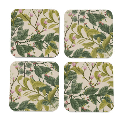Vintage Floral 4 piece Coaster Set 3.75" x 3.75"