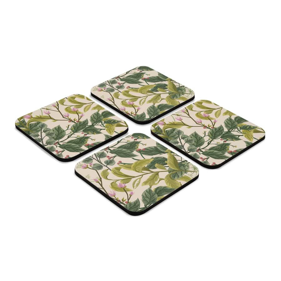 Vintage Floral 4 piece Coaster Set 3.75" x 3.75"