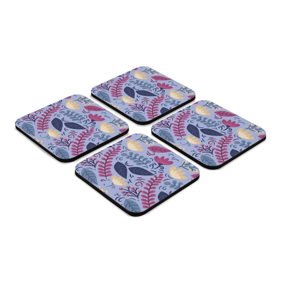 Winter Flowers 4 piece Coaster Set 3.75" x 3.75"