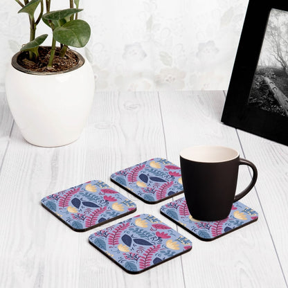 Winter Flowers 4 piece Coaster Set 3.75" x 3.75"