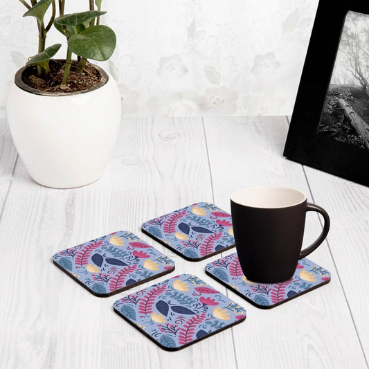 Winter Flowers 4 piece Coaster Set 3.75" x 3.75"