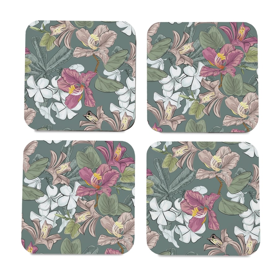 Vintage Jasmine 4 piece Coaster Set 3.75" x 3.75"