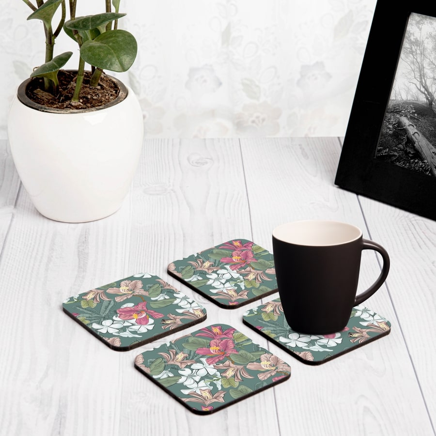 Vintage Jasmine 4 piece Coaster Set 3.75" x 3.75"