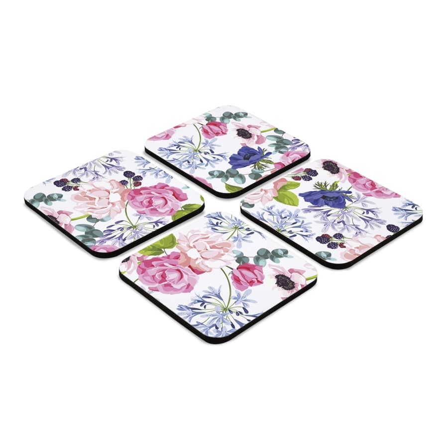 Roses Etc 4 piece Coaster Set 3.75" x 3.75"
