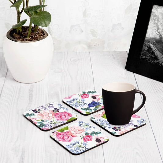 Roses Etc 4 piece Coaster Set 3.75" x 3.75"