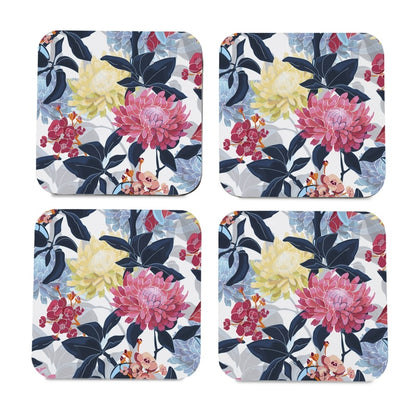 Mia Floral 4 piece Coaster Set 3.75" x 3.75"