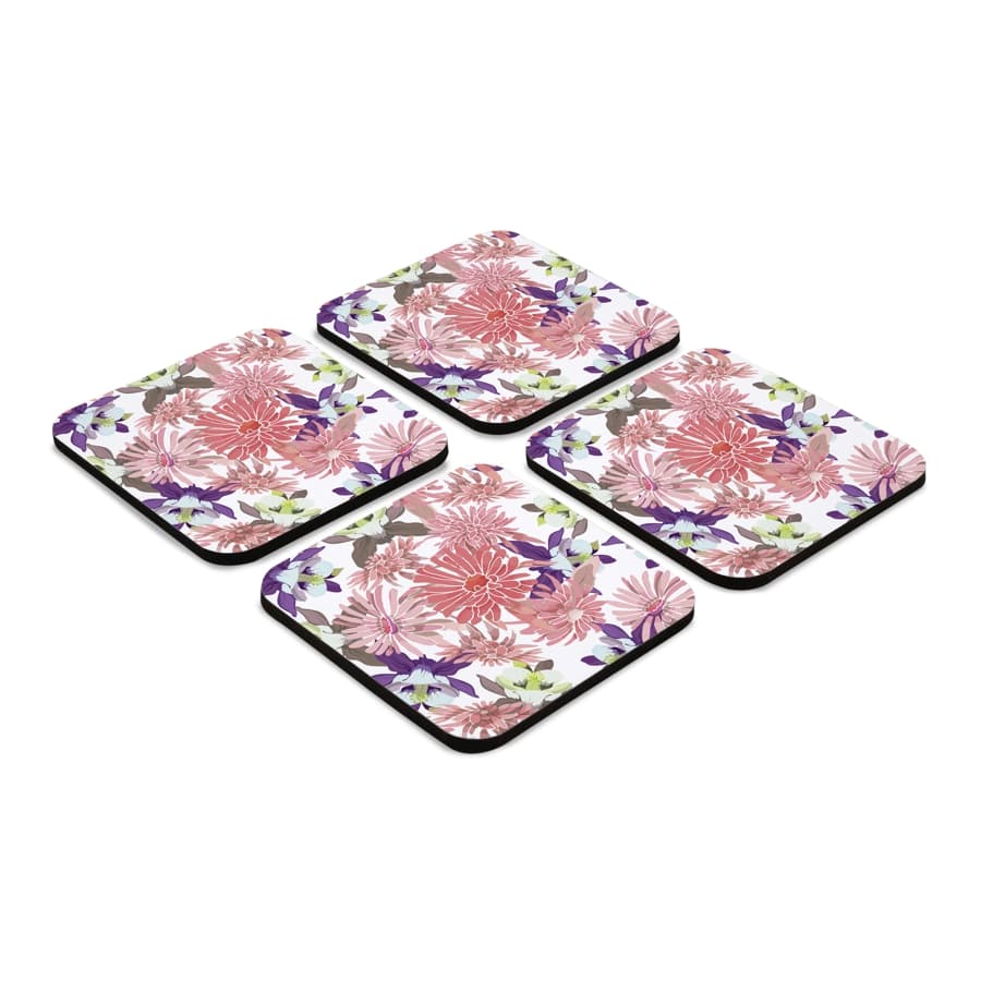 Pink Asters 4 piece Coaster Set 3.75" x 3.75"