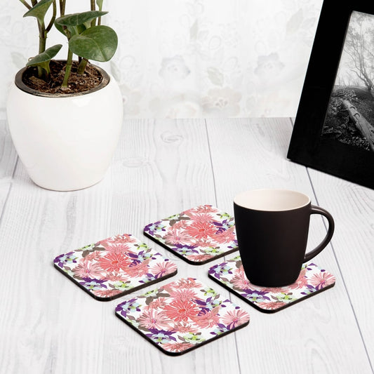 Pink Asters 4 piece Coaster Set 3.75" x 3.75"