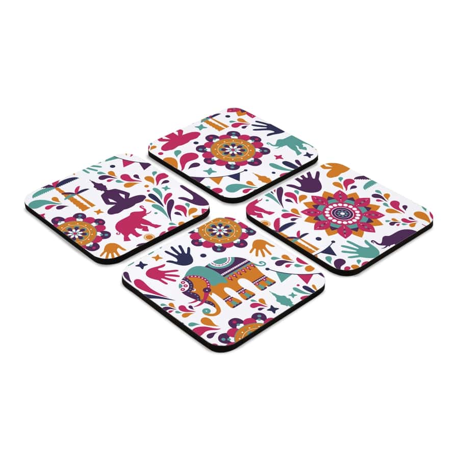 India 4 piece Coaster Set 3.75" x 3.75"
