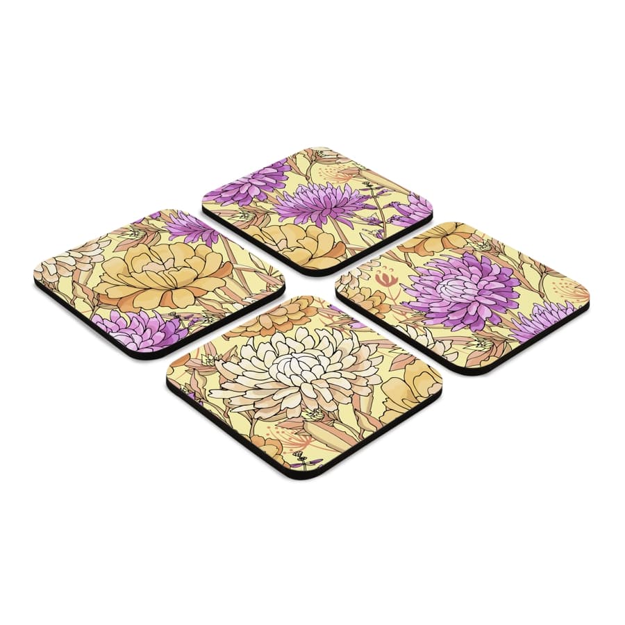 Maya Floral 4 piece Coaster Set 3.75" x 3.75"