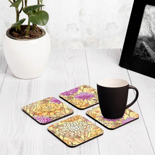 Maya Floral 4 piece Coaster Set 3.75" x 3.75"