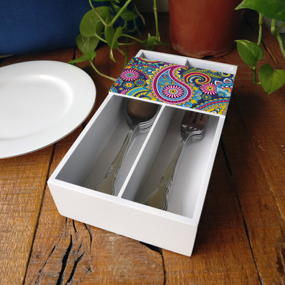 Blue Paisley Cutlery Tray
