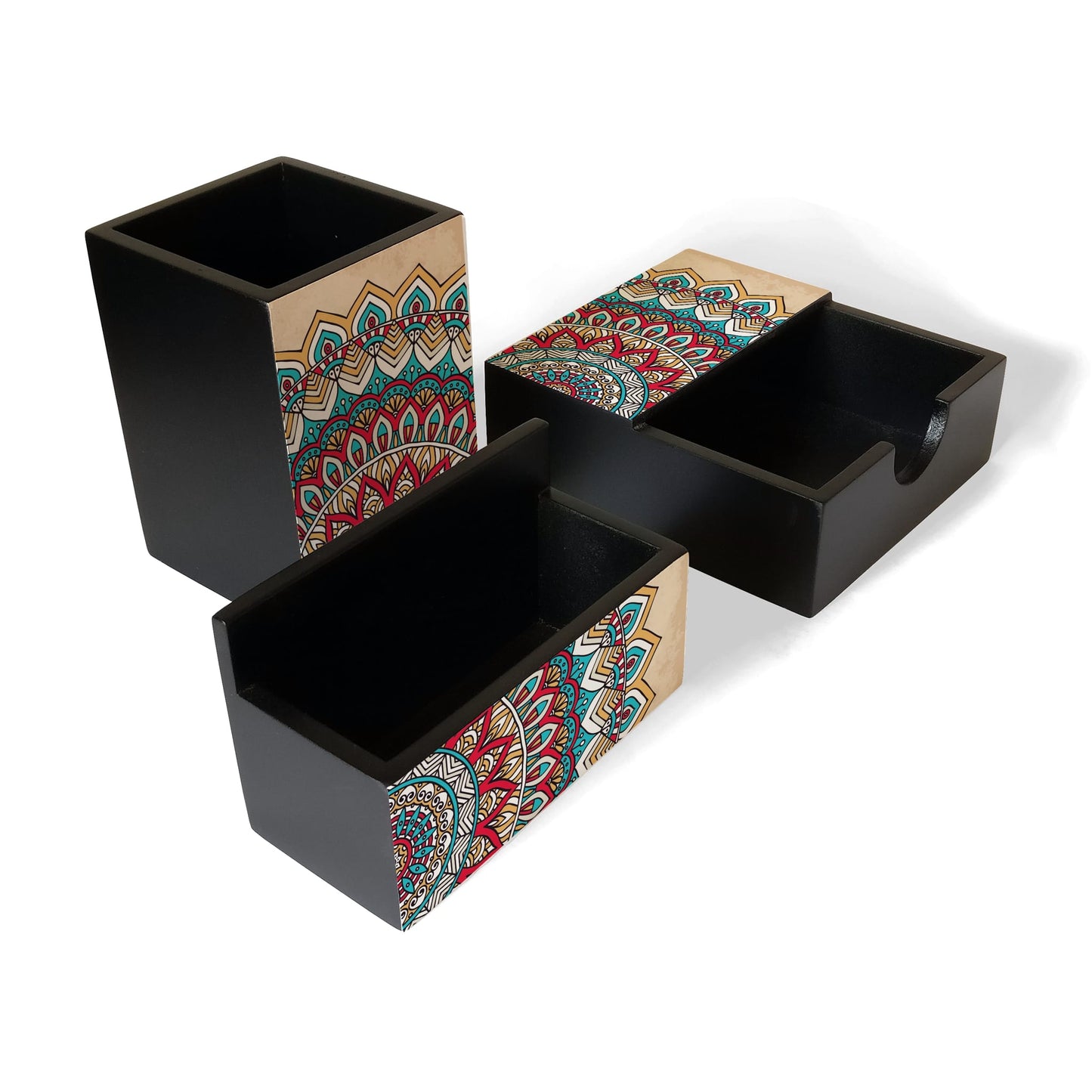 MandalVntg2 3 Piece Desk Organiser