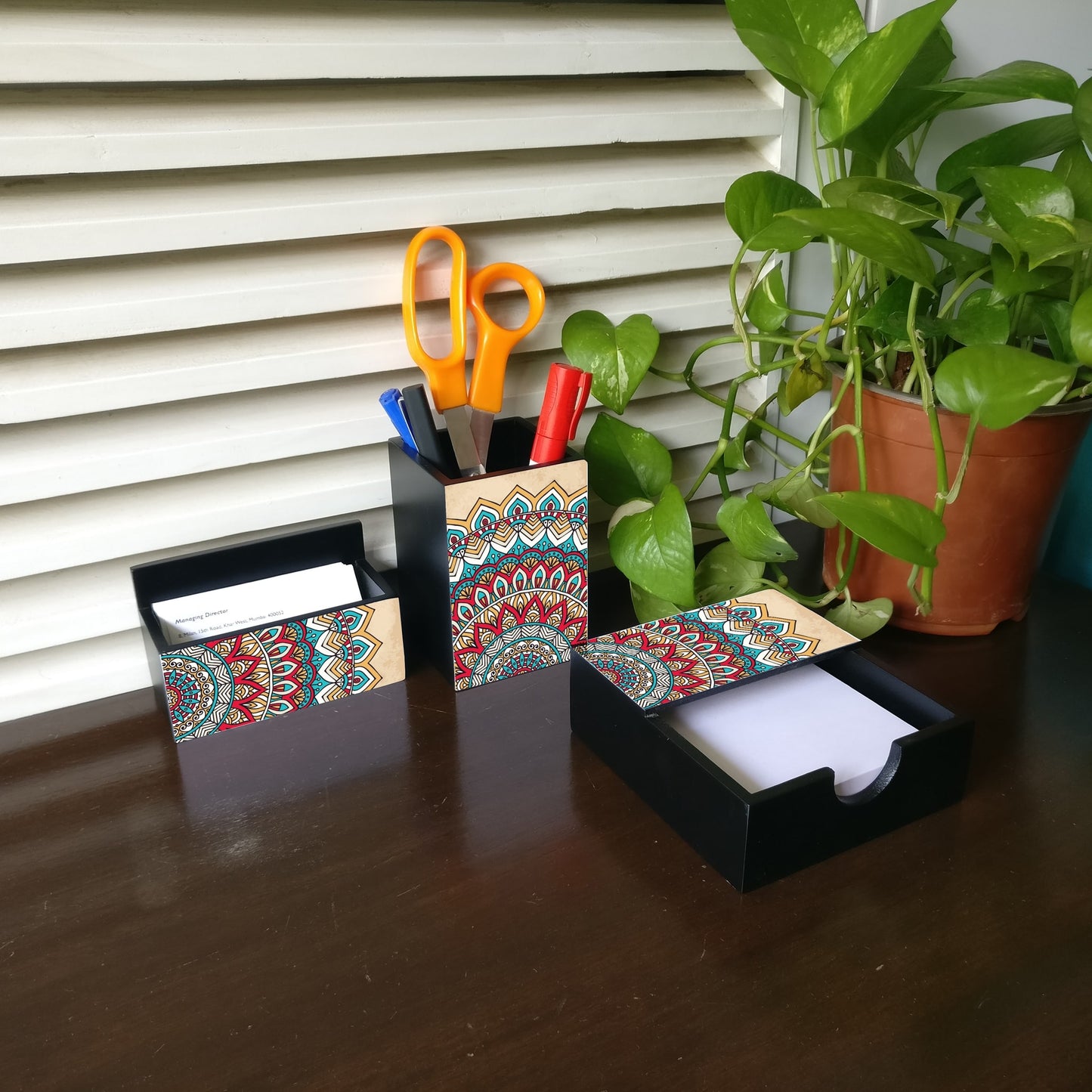 MandalVntg2 3 Piece Desk Organiser