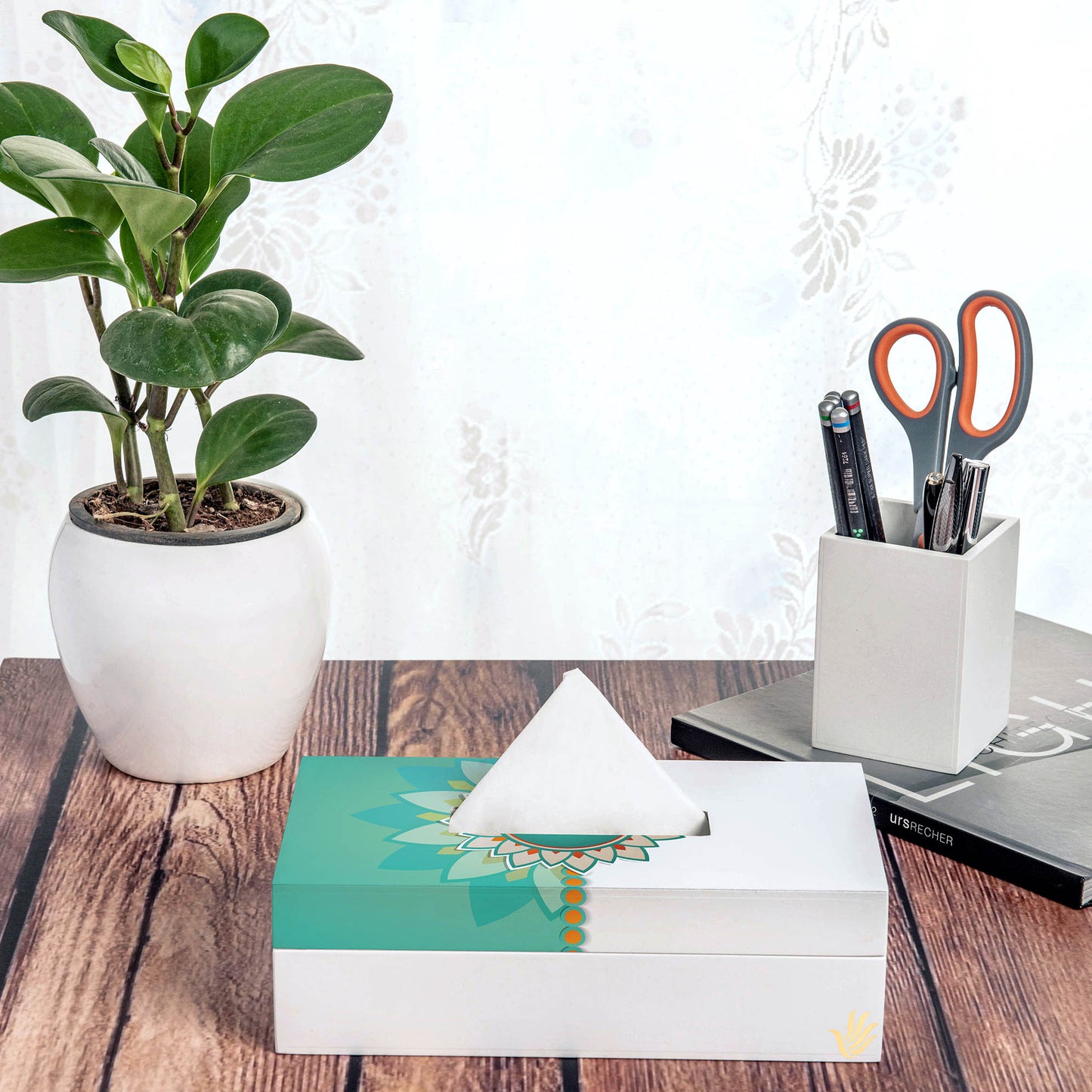 Rakhee Mint Tissue Box 9" x 5" x 2.75" Ht. - Lifestyle Image
