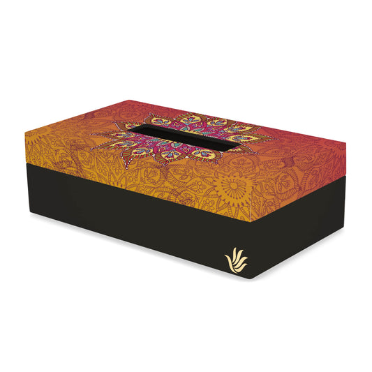 Orange Mandala Tissue Box 9" x 5" x 2.75"